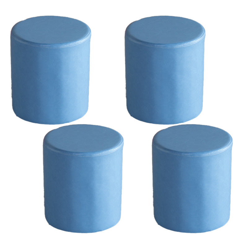 Modern Pouf Ottoman PU Leather Upholstered Solid Color Cylinder Shape Ottoman