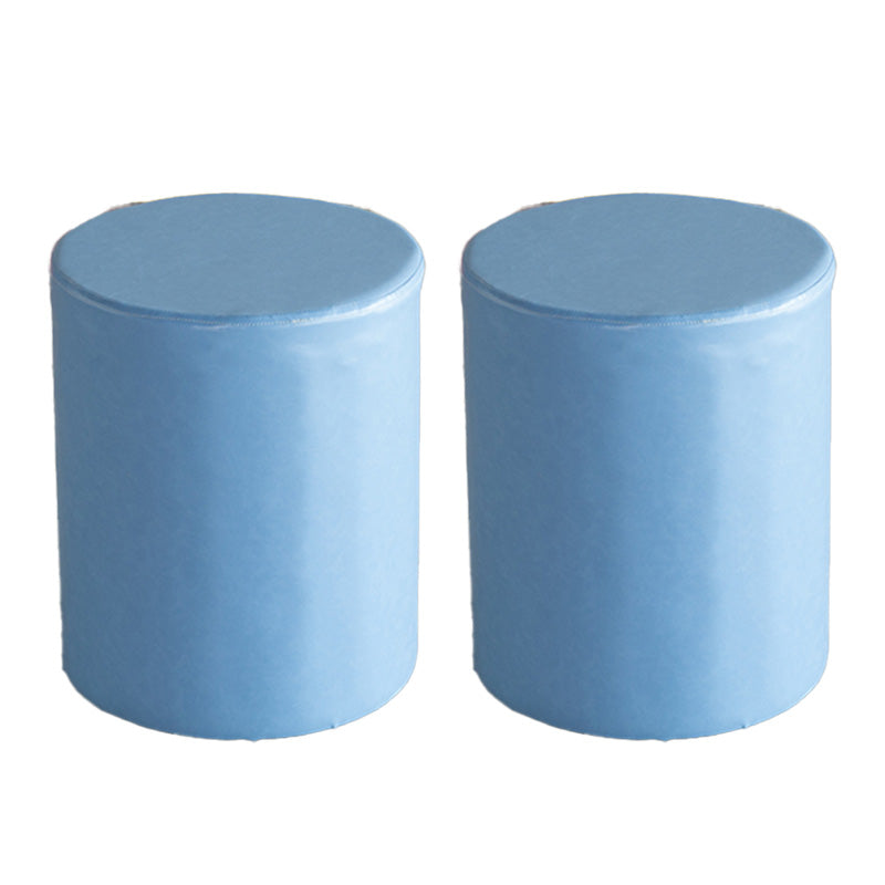 Modern Pouf Ottoman PU Leather Upholstered Solid Color Cylinder Shape Ottoman