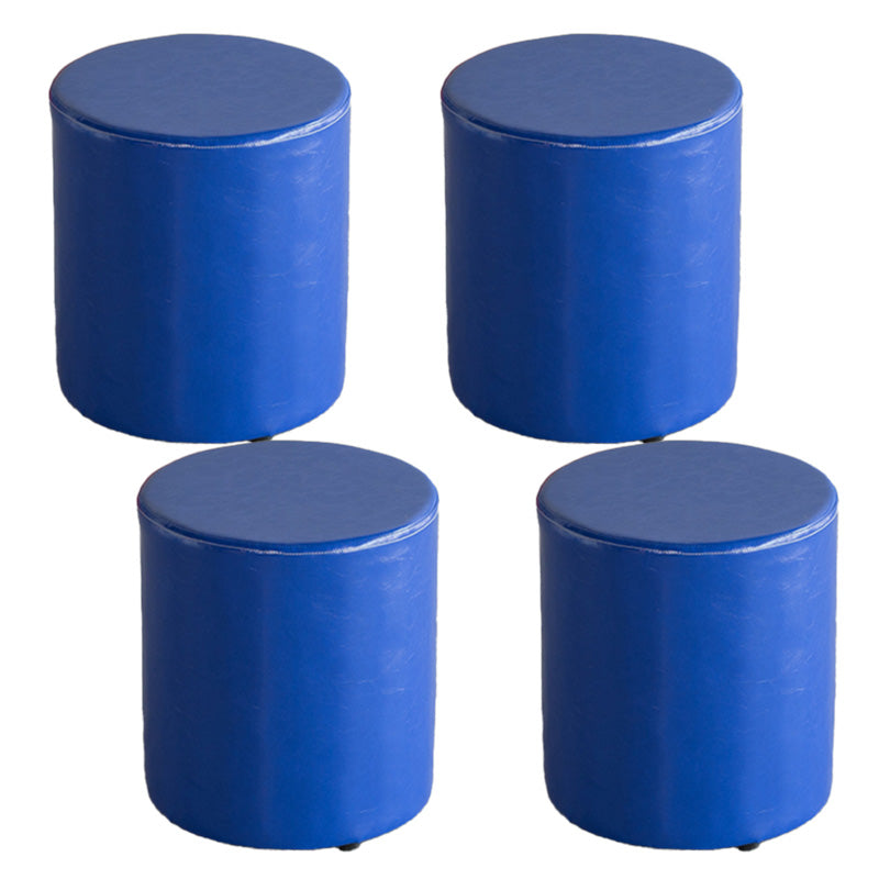 Modern Pouf Ottoman PU Leather Upholstered Solid Color Cylinder Shape Ottoman