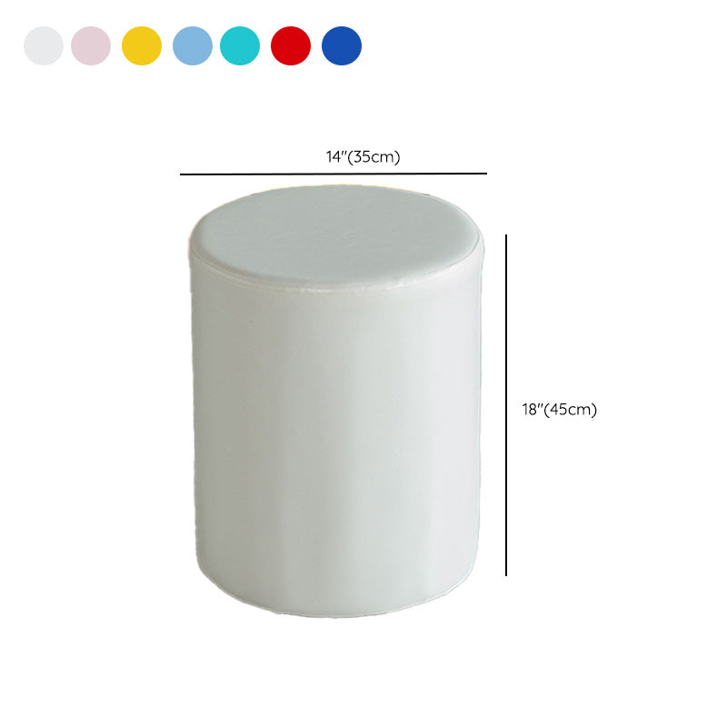 Modern Pouf Ottoman PU Leather Upholstered Solid Color Cylinder Shape Ottoman