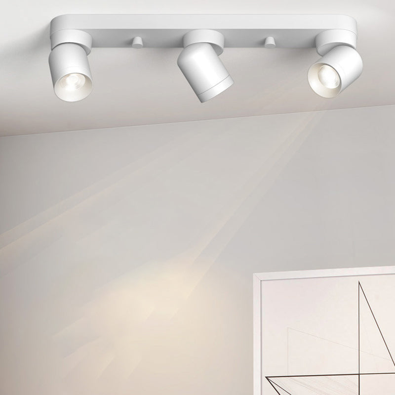 Cylinder Shape Flush Ceiling Lights Modern Style Metal 3 Light Flush Mount in Black/White
