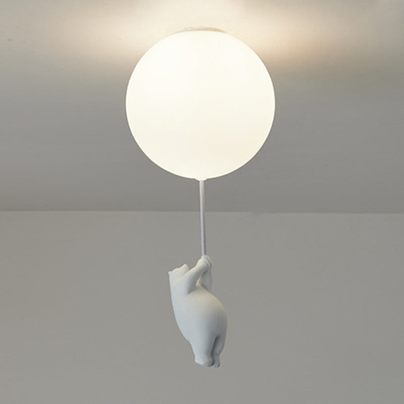 1 - Light Flush Mount Iron and Acrylic Kids Style Ceiling Flush in Ivory White