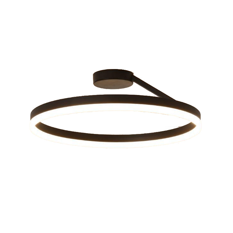 Metal Round Shape Flush Mount Light Modern-Style 1 Light Flush Ceiling Light in Black
