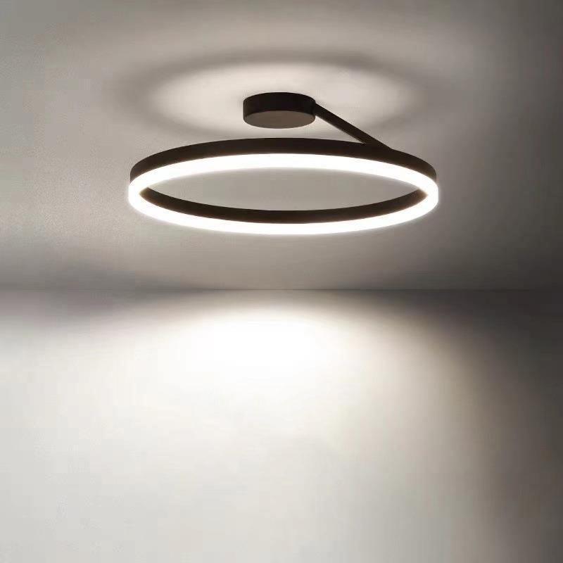 Metal Round Shape Flush Mount Light Modern-Style 1 Light Flush Ceiling Light in Black