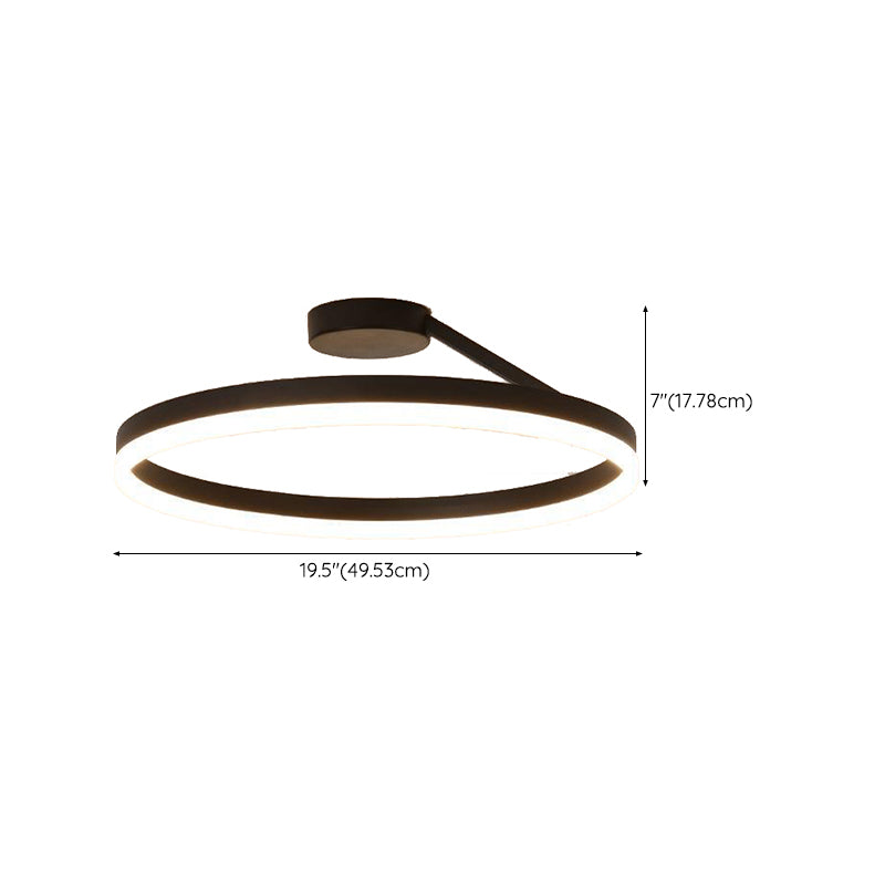 Metal Round Shape Flush Mount Light Modern-Style 1 Light Flush Ceiling Light in Black