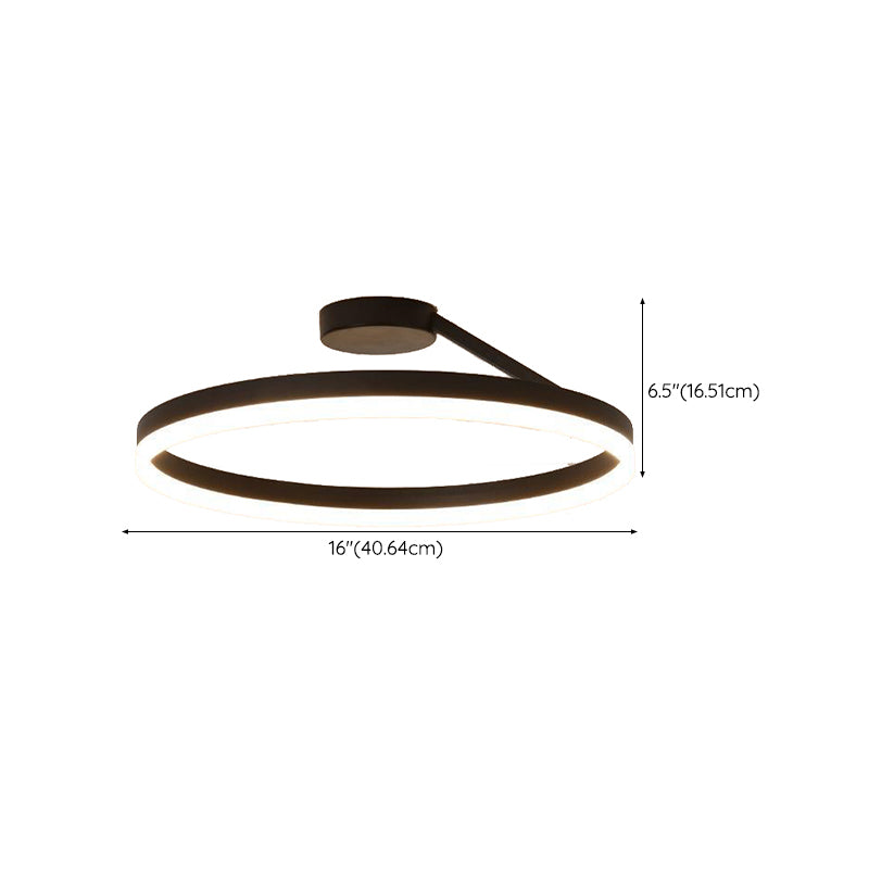 Metal Round Shape Flush Mount Light Modern-Style 1 Light Flush Ceiling Light in Black
