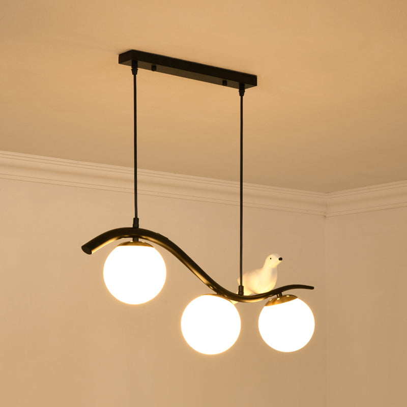 Industrial Black Kitchen Island Lighting Glass Shaded Ceiling Light for Home