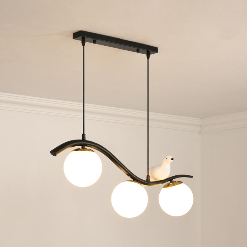 Industrial Black Kitchen Island Lighting Glass Shaded Ceiling Light for Home