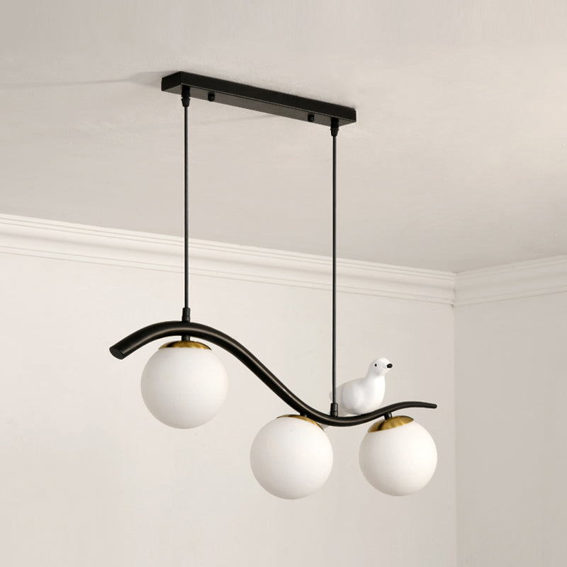 Industrial Black Kitchen Island Lighting Glass Shaded Ceiling Light for Home