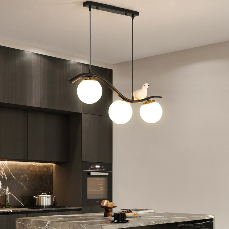 Industrial Black Kitchen Island Lighting Glass Shaded Ceiling Light for Home
