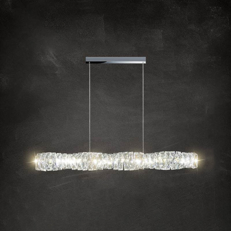 Modern Style Island Light LED Island Hanging Light with Crystal Shade for Dining Room