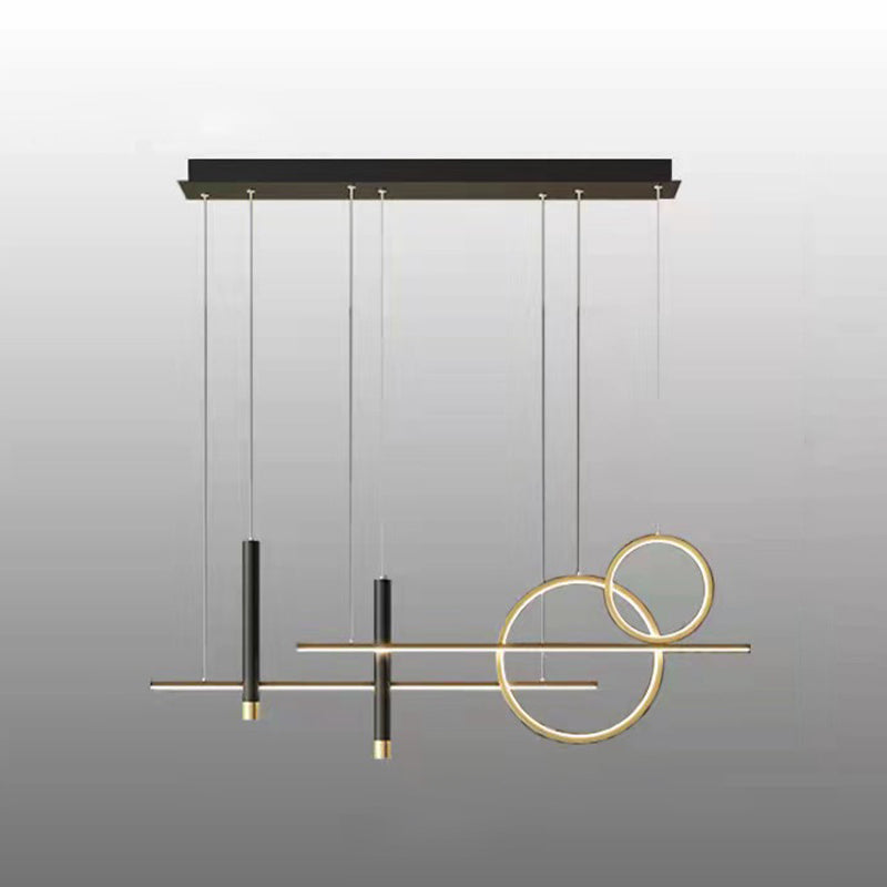 6-Light Contemporary Black/Golden Island Lighting LED Ceiling Light for Kitchen