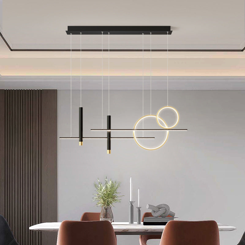 6-Light Contemporary Black/Golden Island Lighting LED Ceiling Light for Kitchen