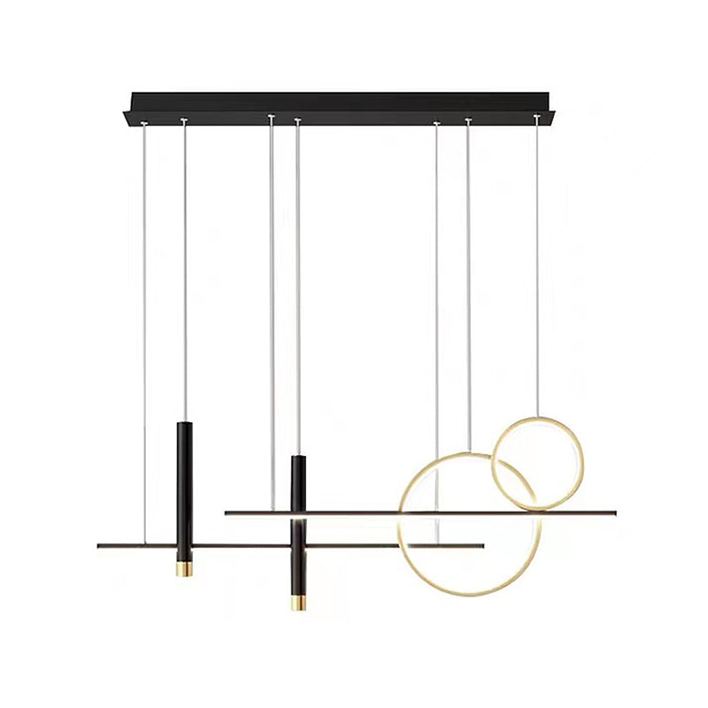6-Light Contemporary Black/Golden Island Lighting LED Ceiling Light for Kitchen