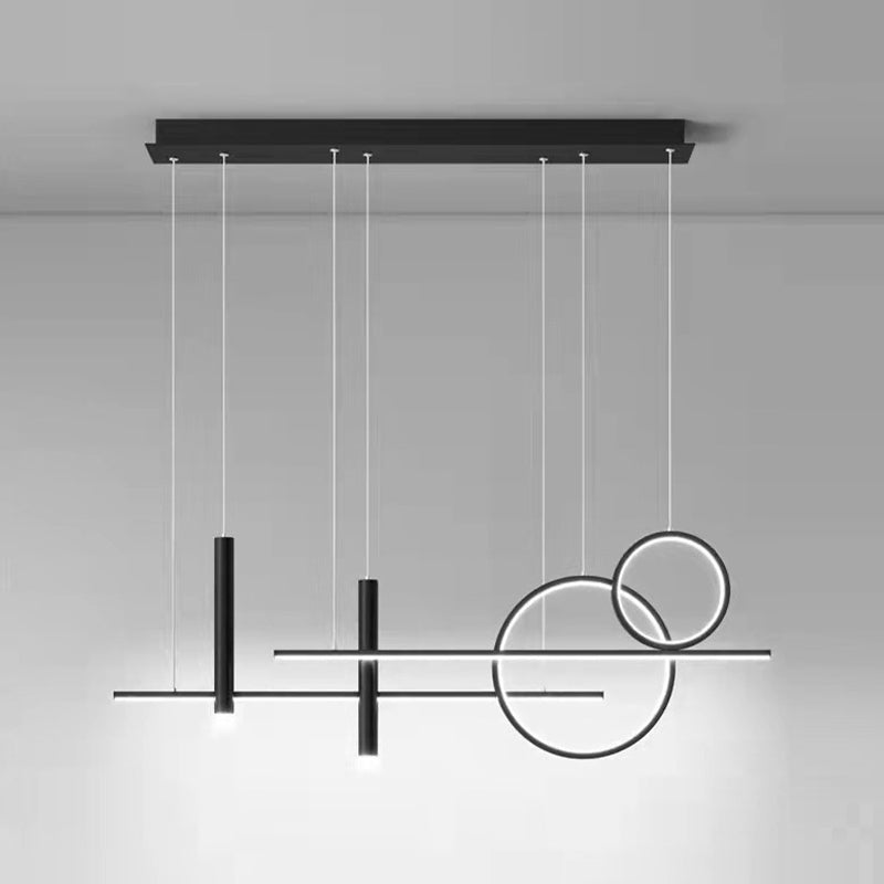 6-Light Contemporary Black/Golden Island Lighting LED Ceiling Light for Kitchen