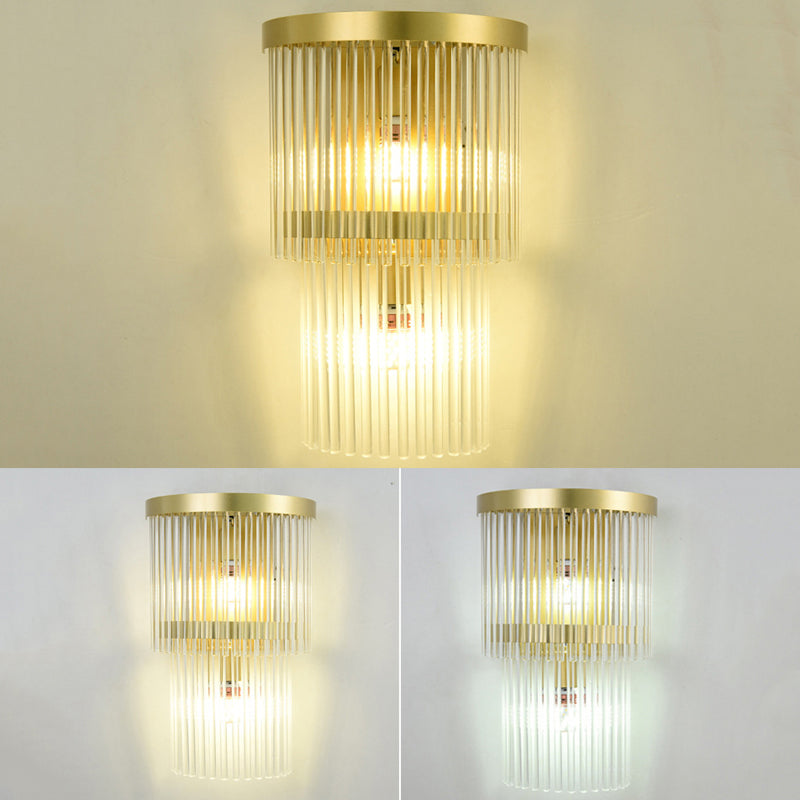 Crystal Geometric Shape Wall Light Modern Style 2-Lights Wall Light Sconce in Gold
