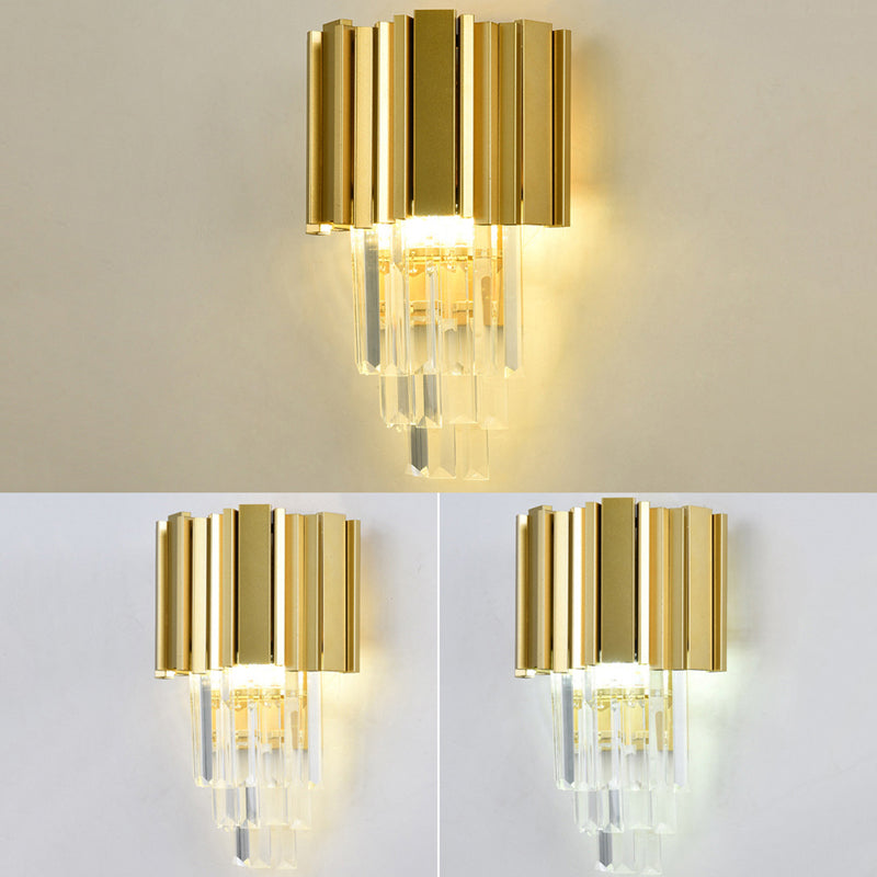 Crystal Geometric Shape Wall Light Modern Style 2-Lights Wall Light Sconce in Gold