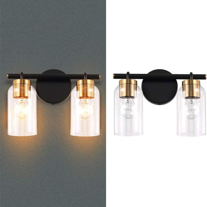 Cylinder Shade 1 / 2 - Light Bathroom Vanity Lighting in Black and Gold Bath Sconce