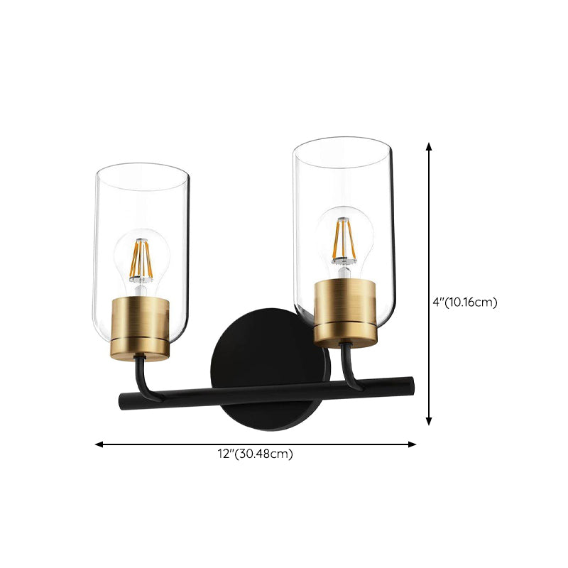 Cylinder Shade 1 / 2 - Light Bathroom Vanity Lighting in Black and Gold Bath Sconce