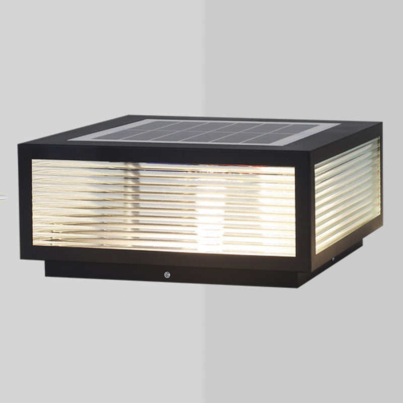 Modern Simple LED Pillar Lamp Glass Shade Solar Light for Backyard