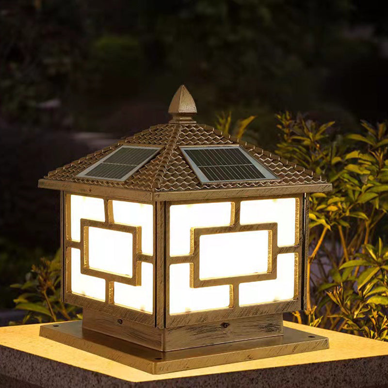 Contemporary Pillar Lamp Minimalist LED Solar Light for Backyard
