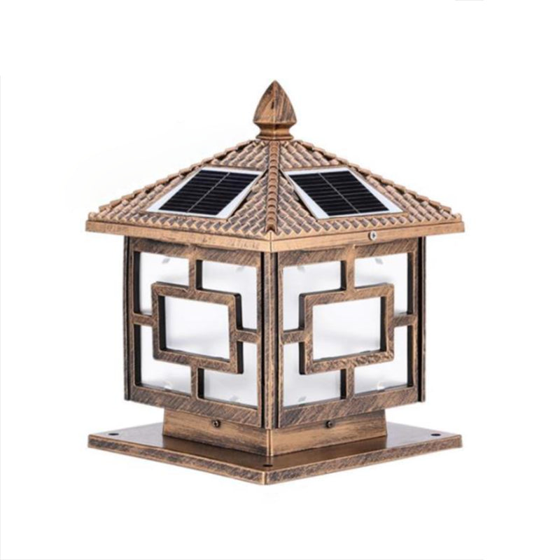 Contemporary Pillar Lamp Minimalist LED Solar Light for Backyard