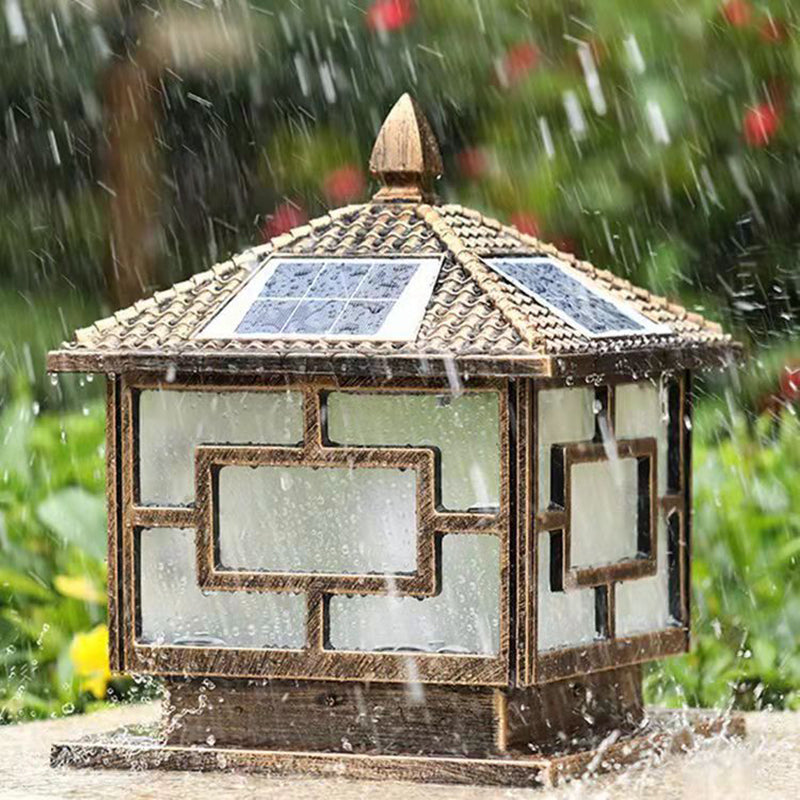 Contemporary Pillar Lamp Minimalist LED Solar Light for Backyard