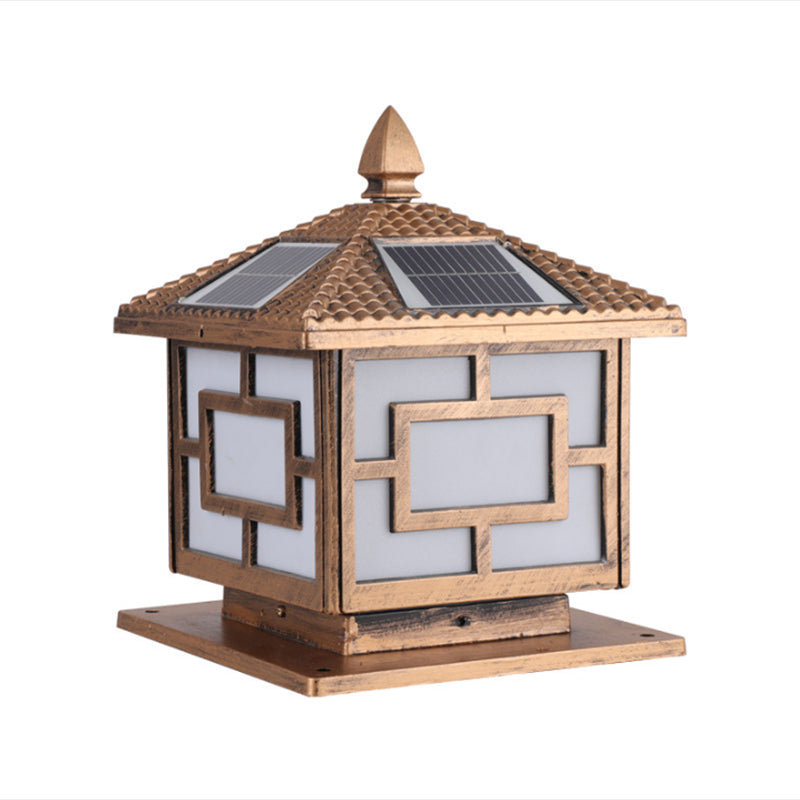 Contemporary Pillar Lamp Minimalist LED Solar Light for Backyard