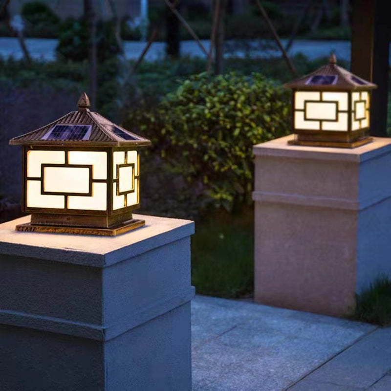 Contemporary Pillar Lamp Minimalist LED Solar Light for Backyard