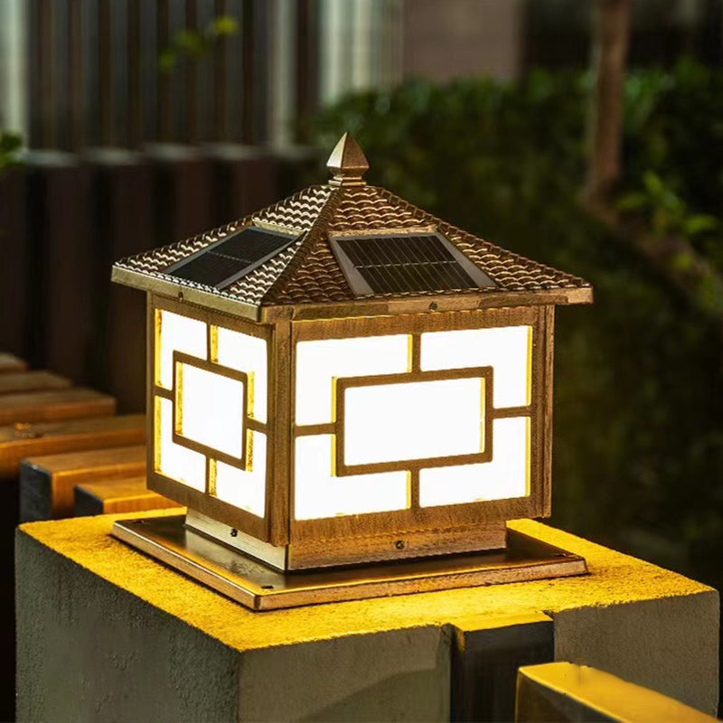 Contemporary Pillar Lamp Minimalist LED Solar Light for Backyard