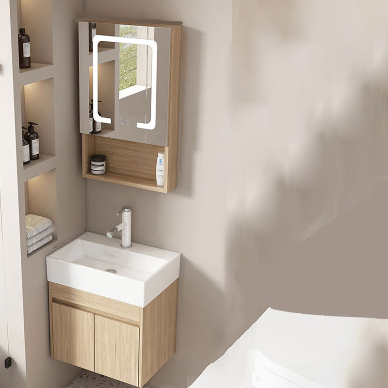 Basic Wooden Sink Vanity Wall-Mounted Vanity Cabinet with Mirror Cabinet