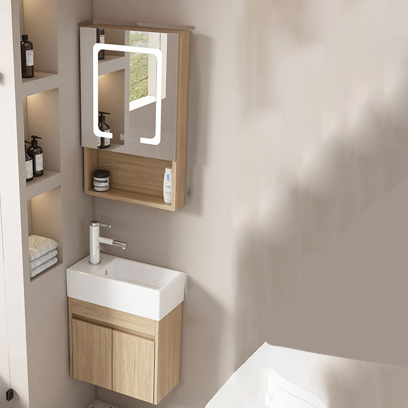 Basic Wooden Sink Vanity Wall-Mounted Vanity Cabinet with Mirror Cabinet