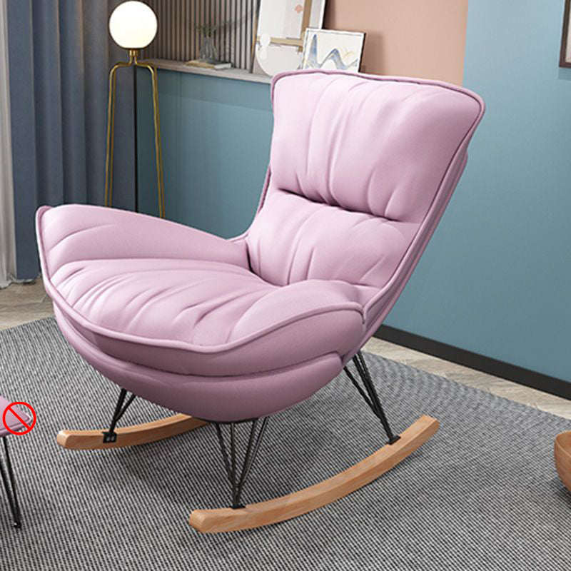 Contemporary Rocking Accent Chair Wingback Antique Finish Rocking Chair