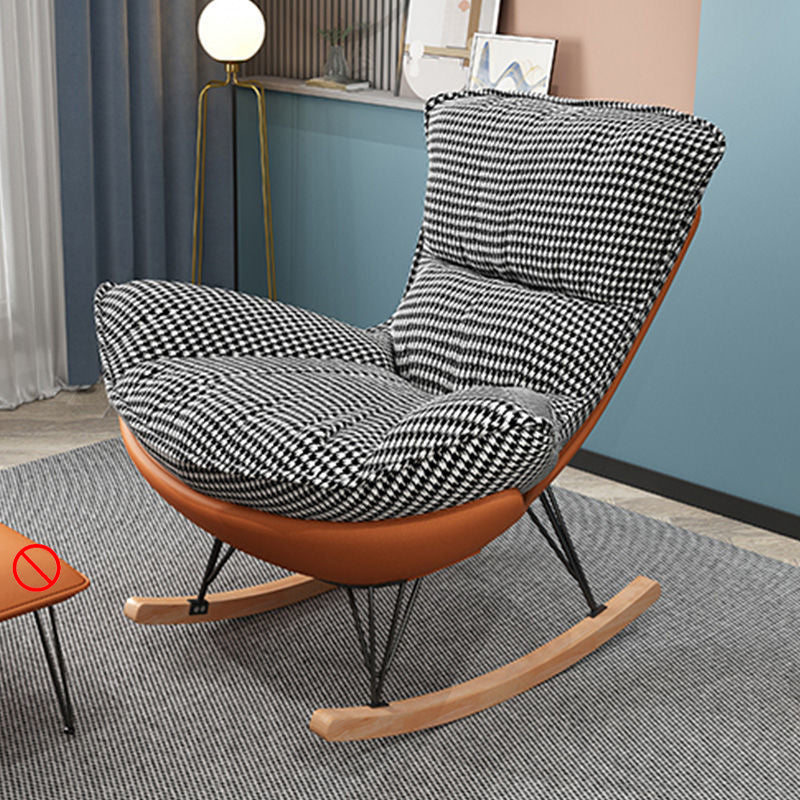 Contemporary Rocking Accent Chair Wingback Antique Finish Rocking Chair