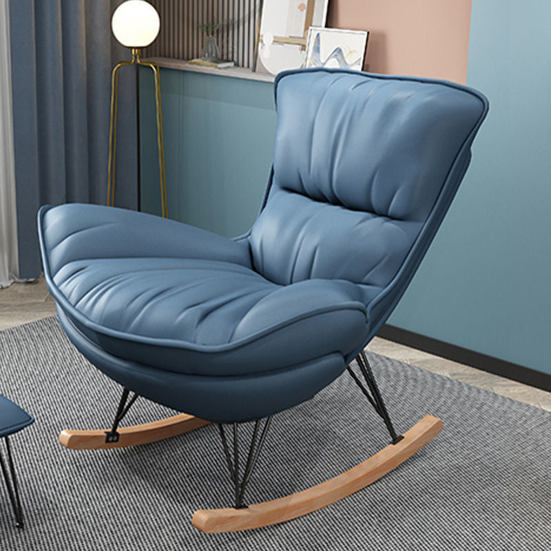 Contemporary Rocking Accent Chair Wingback Antique Finish Rocking Chair