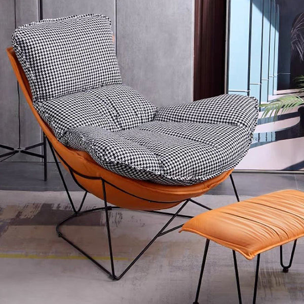 Balcony Recliner Lazy Rocking Chairs Fabric Soft Upholstered Sofa Chair
