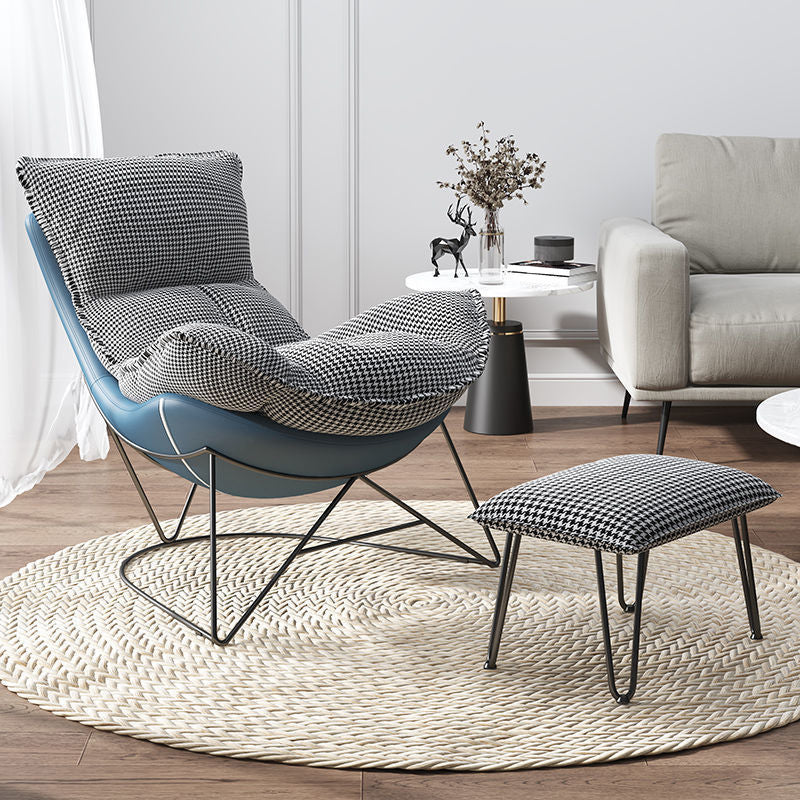 Balcony Recliner Lazy Rocking Chairs Fabric Soft Upholstered Sofa Chair