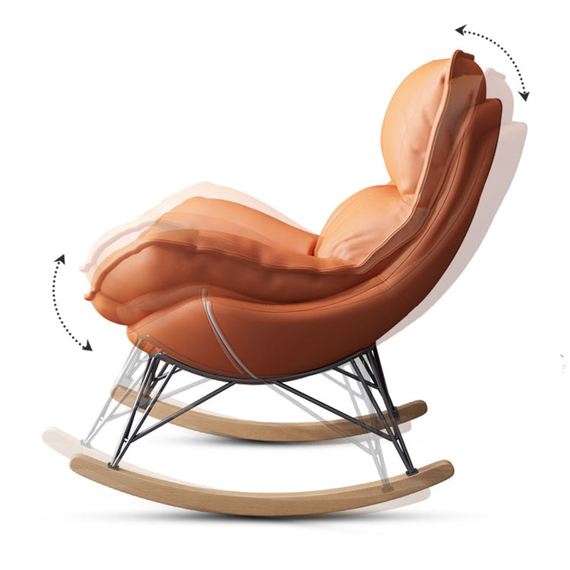 Modern Rocking Chair Pure Color Rocking Chair with Dark Legs Ottoman