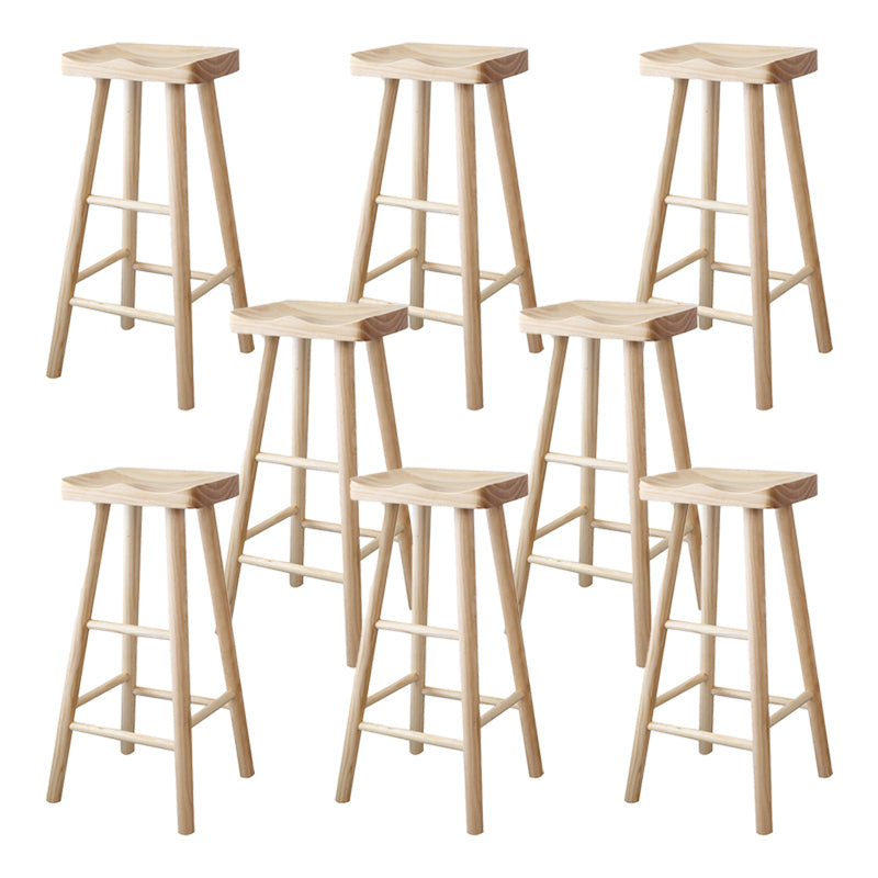 Industrial Backless Armless Counter Stool Pine Wood Bar Stool with Pedal for Milk Tea Shop