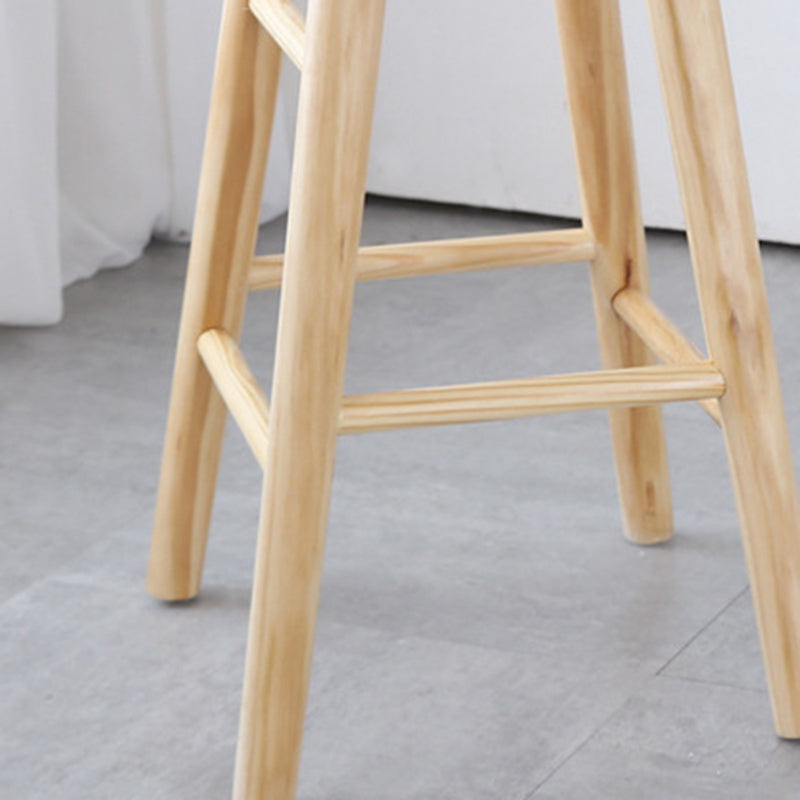 Industrial Backless Armless Counter Stool Pine Wood Bar Stool with Pedal for Milk Tea Shop