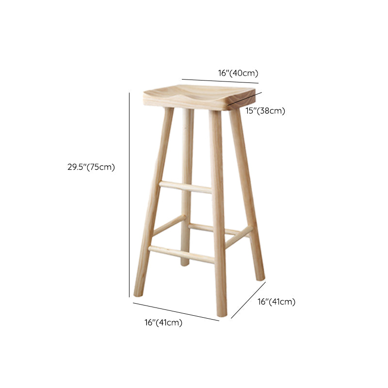 Industrial Backless Armless Counter Stool Pine Wood Bar Stool with Pedal for Milk Tea Shop