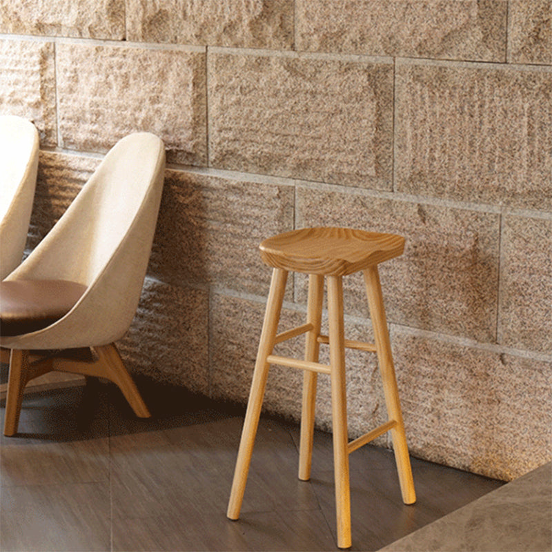 Industrial Armless Backless Counter Stool Wood Bar Stool with Pedal for Cafe