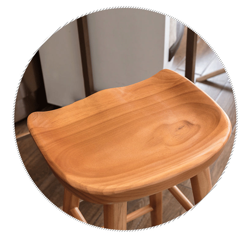 Industrial Armless Backless Counter Stool Wood Bar Stool with Pedal for Cafe