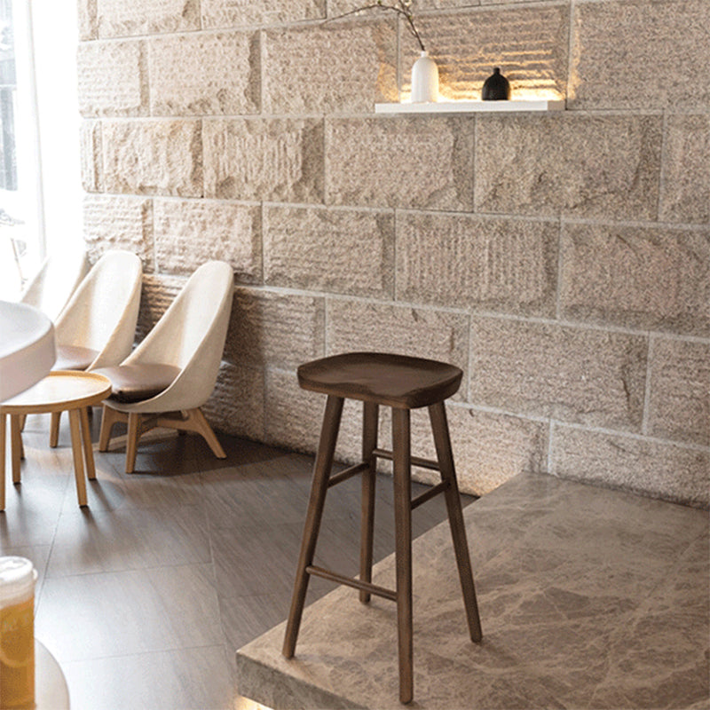 Industrial Armless Backless Counter Stool Wood Bar Stool with Pedal for Cafe