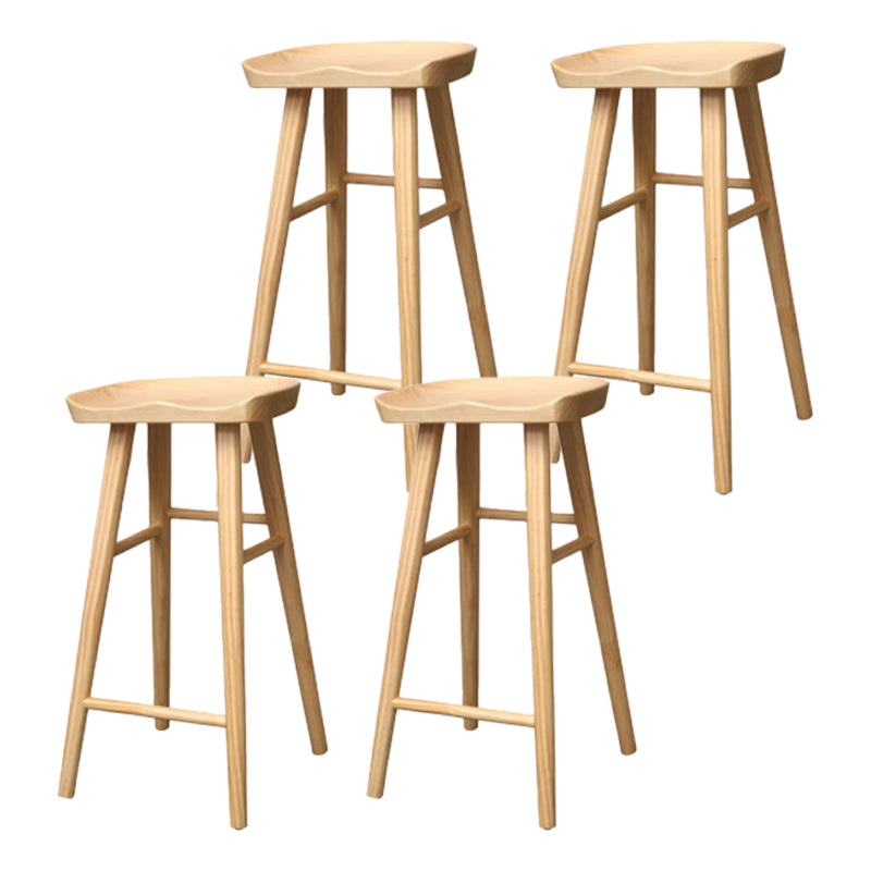 Industrial Armless Backless Counter Stool Wood Bar Stool with Pedal for Cafe
