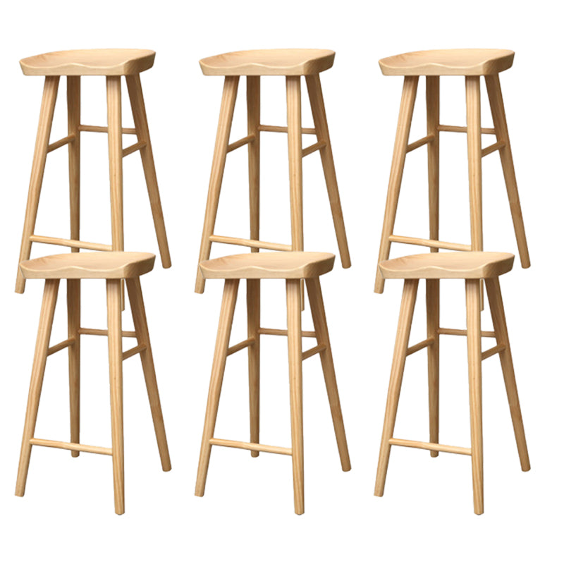 Industrial Armless Backless Counter Stool Wood Bar Stool with Pedal for Cafe