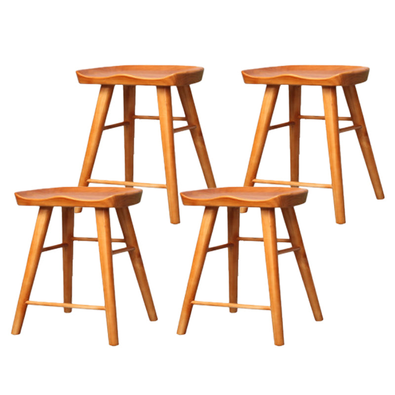 Industrial Armless Backless Counter Stool Wood Bar Stool with Pedal for Cafe