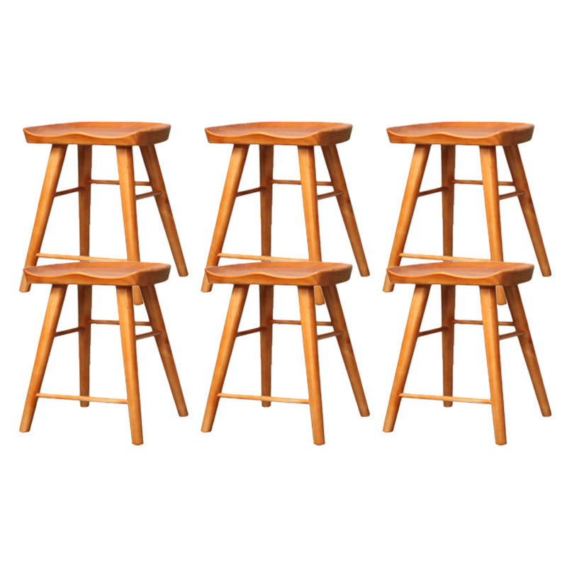Industrial Armless Backless Counter Stool Wood Bar Stool with Pedal for Cafe