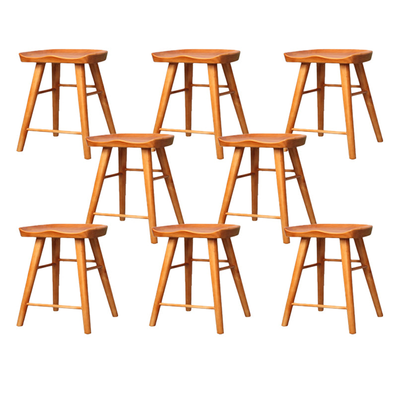 Industrial Armless Backless Counter Stool Wood Bar Stool with Pedal for Cafe