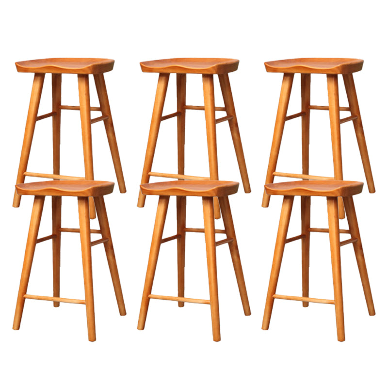 Industrial Armless Backless Counter Stool Wood Bar Stool with Pedal for Cafe